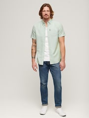 Superdry Green 100% Cotton Vintage Oxford Short Sleeved Shirt - Image 2 of 6