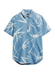 Superdry Blue 100% Cotton Vintage Loom Short Sleeved Shirt - Image 3 of 5