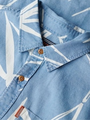 Superdry Blue 100% Cotton Vintage Loom Short Sleeved Shirt - Image 4 of 5