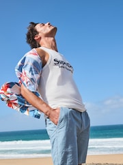 Superdry Blue White Short Sleeve Hawaiian Printed Shirt - Image 2 of 6
