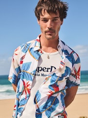 Superdry Blue White Short Sleeve Hawaiian Printed Shirt - Image 3 of 6