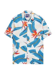 Superdry Blue White Short Sleeve Hawaiian Printed Shirt - Image 4 of 6