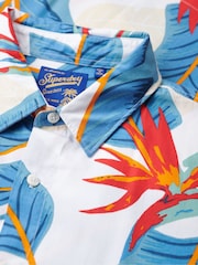 Superdry Blue White Short Sleeve Hawaiian Printed Shirt - Image 5 of 6