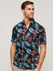 Superdry Blue Short Sleeve Hawaiian Printed Shirt - Image 1 of 6