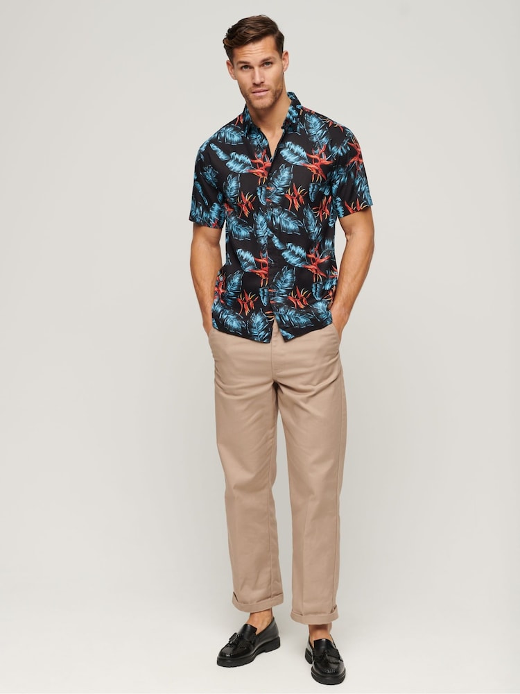 Superdry Blue Short Sleeve Hawaiian Printed Shirt - Image 2 of 6