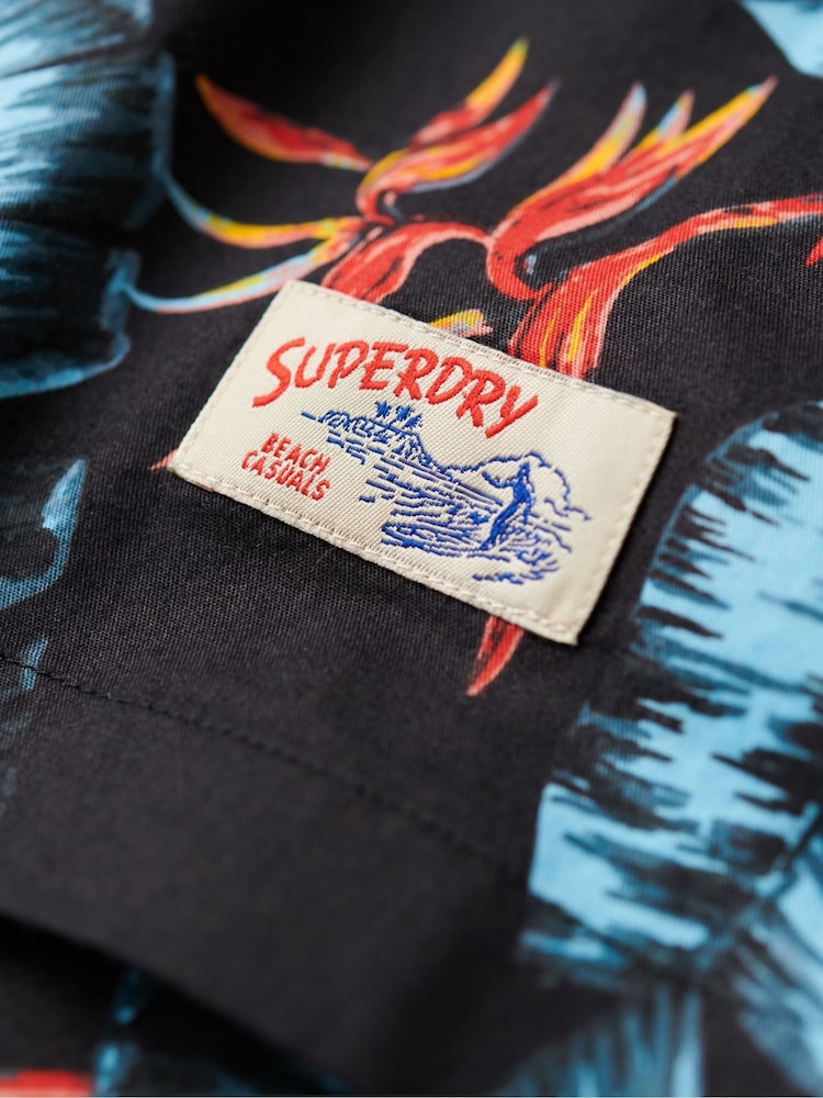 Superdry Blue Short Sleeve Hawaiian Printed Shirt - Image 6 of 6