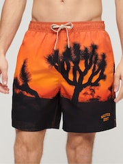 Superdry Orange Photographic 17” Swim Shorts - Image 1 of 3