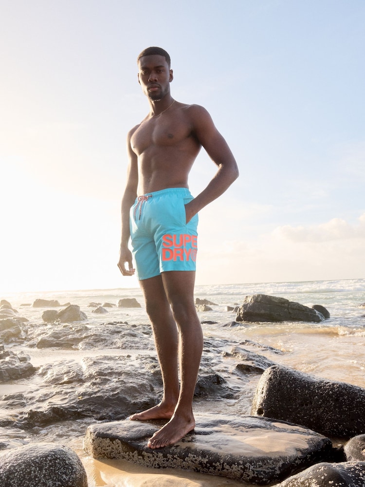 Superdry Blue Sportswear Logo 17" Swim Shorts - Image 1 of 5