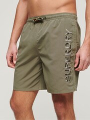 Superdry Green Sport Graphic 17 Inch Recycled Swim Shorts - Image 1 of 5
