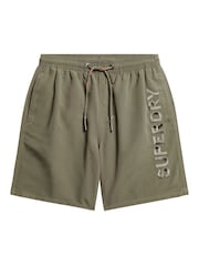 Superdry Green Sport Graphic 17 Inch Recycled Swim Shorts - Image 4 of 5
