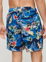 Superdry Dolphin Ocean Blue Hawaiian Print 17 Swim Shorts - Image 2 of 6