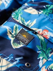 Superdry Dolphin Ocean Blue Hawaiian Print 17 Swim Shorts - Image 4 of 6