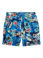 Superdry Dolphin Ocean Blue Hawaiian Print 17 Swim Shorts - Image 6 of 6
