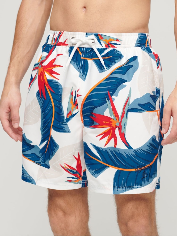 Superdry Optic Paradise 100% Cotton Hawaiian Print 17 Swim Shorts - Image 1 of 3