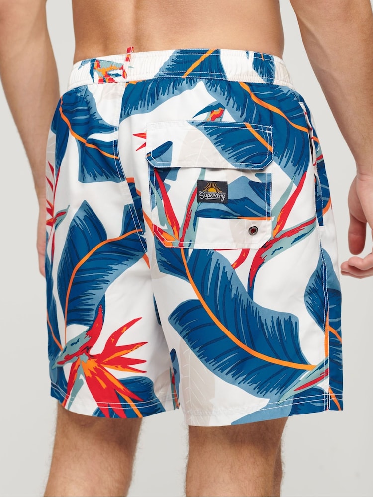 Superdry Optic Paradise 100% Cotton Hawaiian Print 17 Swim Shorts - Image 2 of 3
