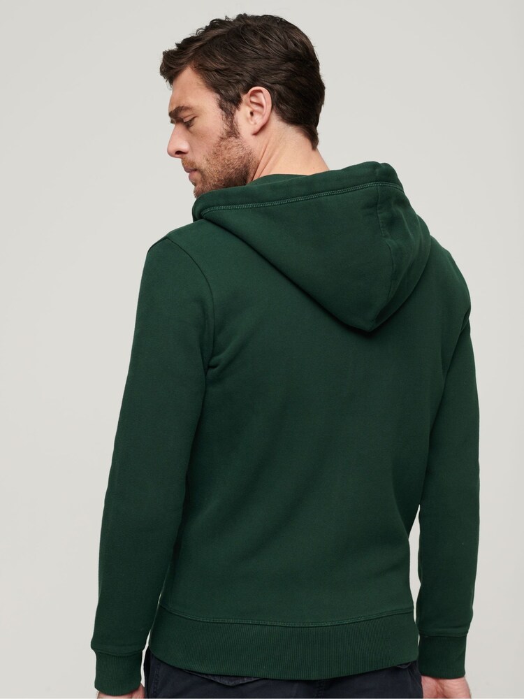 Superdry Forest Green Essential Logo Zip-Up Hoodie - Image 4 of 12