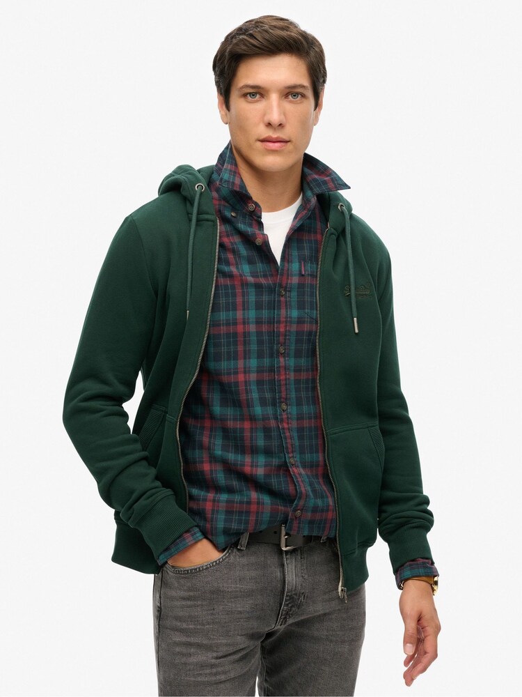 Superdry Forest Green Essential Logo Zip-Up Hoodie - Image 5 of 12