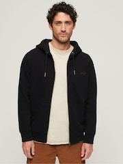 Superdry Black Essential Logo Zip Hoodie - Image 1 of 6