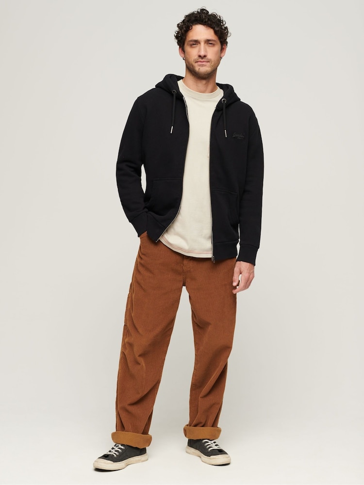 Superdry Black Essential Logo Zip Hoodie - Image 2 of 6
