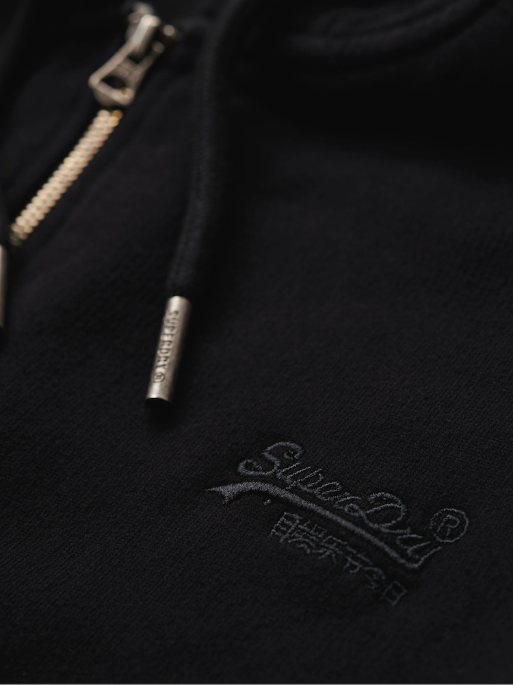 Superdry Black Essential Logo Zip Hoodie - Image 6 of 6