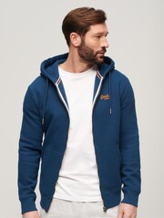 Superdry Pilot Mid Blue Essential Logo Zip-Up Hoodie - Image 1 of 1