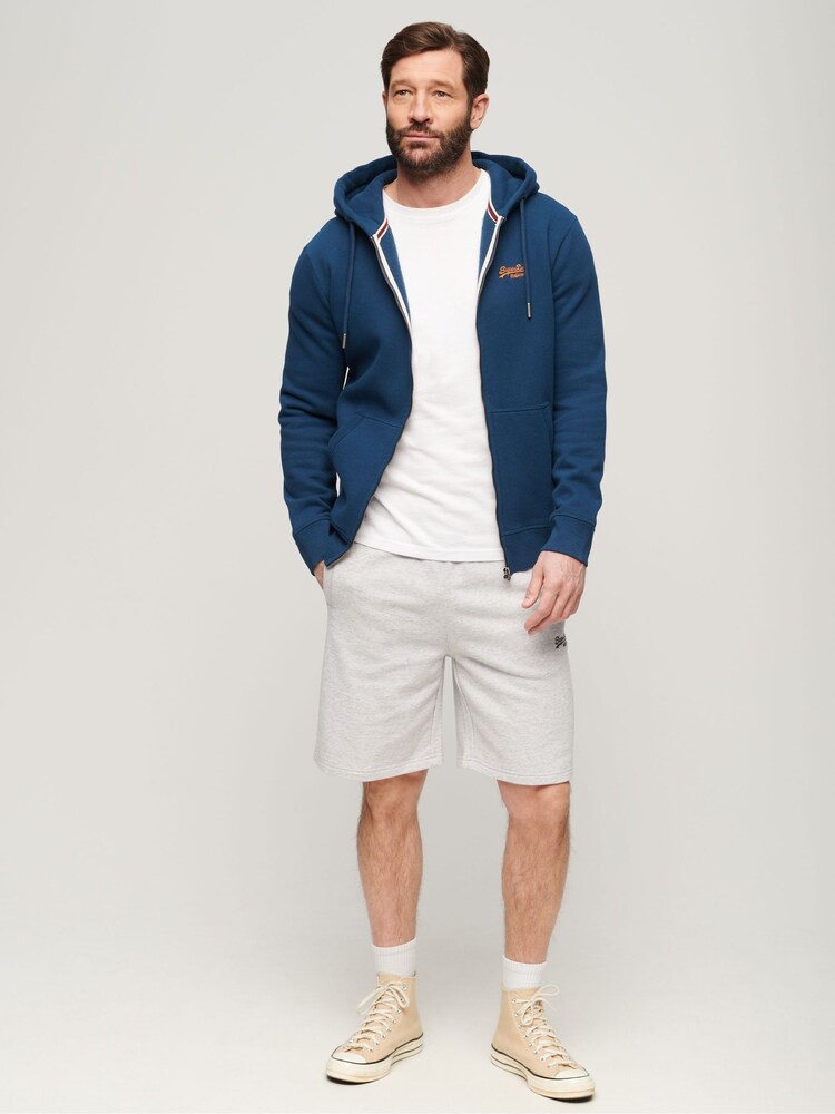 Superdry Pilot Mid Blue Essential Logo Zip-Up Hoodie - Image 2 of 6