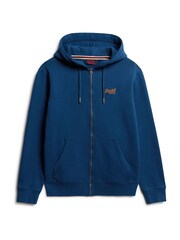 Superdry Pilot Mid Blue Essential Logo Zip-Up Hoodie - Image 4 of 6