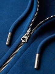 Superdry Pilot Mid Blue Essential Logo Zip-Up Hoodie - Image 5 of 6