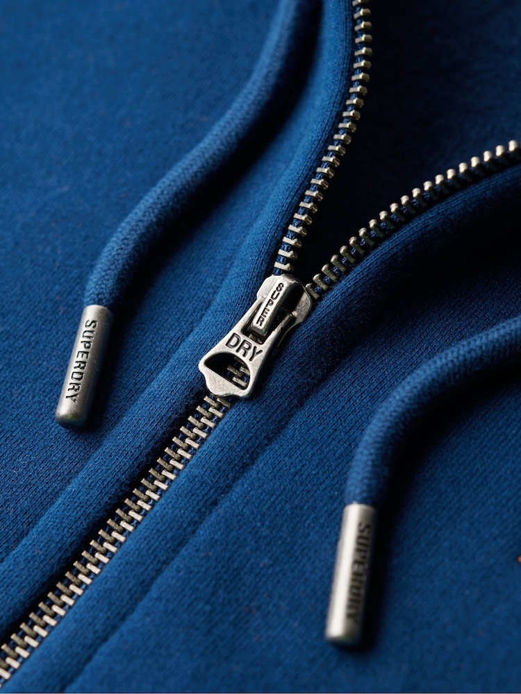 Superdry Pilot Mid Blue Essential Logo Zip-Up Hoodie - Image 5 of 6