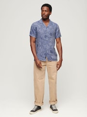 Superdry Blue Open Collar Print Shirt - Image 3 of 6