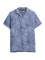 Superdry Blue Open Collar Print Shirt - Image 4 of 6