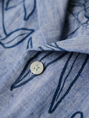 Superdry Blue Open Collar Print Shirt - Image 5 of 6
