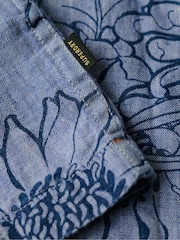 Superdry Blue Open Collar Print Shirt - Image 6 of 6