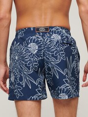 Superdry Blue Chrysanthemum Print Printed 15" Swim Shorts - Image 2 of 7
