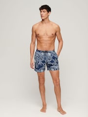 Superdry Blue Chrysanthemum Print Printed 15" Swim Shorts - Image 3 of 7