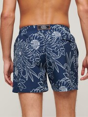 Superdry Blue Chrysanthemum Print Printed 15" Swim Shorts - Image 4 of 7