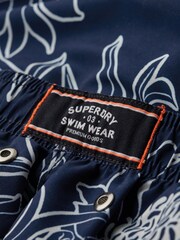 Superdry Blue Chrysanthemum Print Printed 15" Swim Shorts - Image 6 of 7