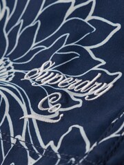 Superdry Blue Chrysanthemum Print Printed 15" Swim Shorts - Image 7 of 7