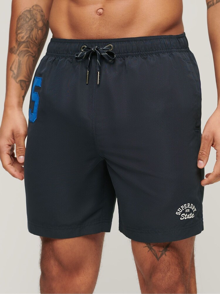 Superdry Navy Vintage Polo Shirt 17" Swim Shorts - Image 1 of 5