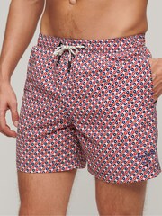 Superdry Tricolour Geo Print Printed 15" Swim Shorts - Image 1 of 4