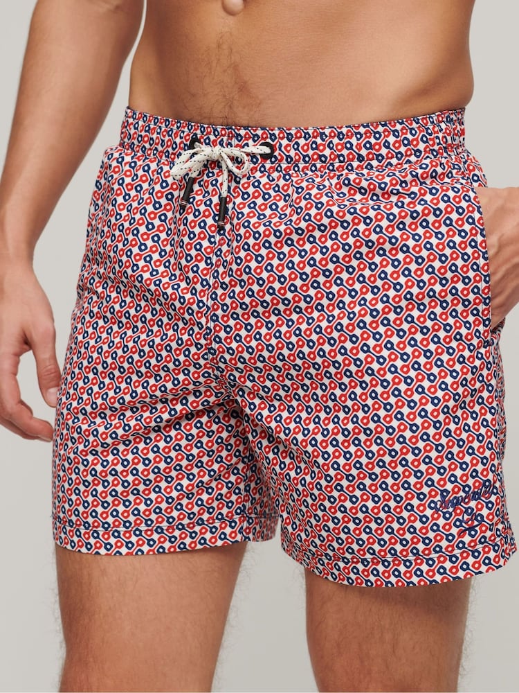 Superdry Tricolour Geo Print Printed 15" Swim Shorts - Image 1 of 4