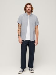 Superdry Grey 100% Cotton Vintage Oxford Short Sleeved Shirt - Image 2 of 6