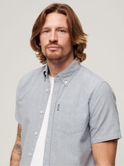 Superdry Grey 100% Cotton Vintage Oxford Short Sleeved Shirt - Image 3 of 6