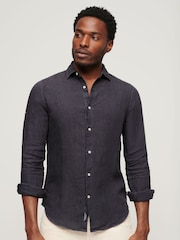 Superdry Grey Studios Casual 100% Linen Long Sleeved Shirt - Image 1 of 5