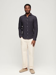 Superdry Grey Studios Casual 100% Linen Long Sleeved Shirt - Image 2 of 5