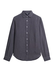 Superdry Grey Studios Casual 100% Linen Long Sleeved Shirt - Image 3 of 5