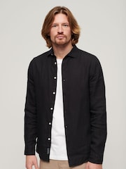 Superdry Black Studios Casual Linen Long Sleeved Shirt - Image 1 of 6