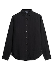 Superdry Black Studios Casual Linen Long Sleeved Shirt - Image 4 of 6
