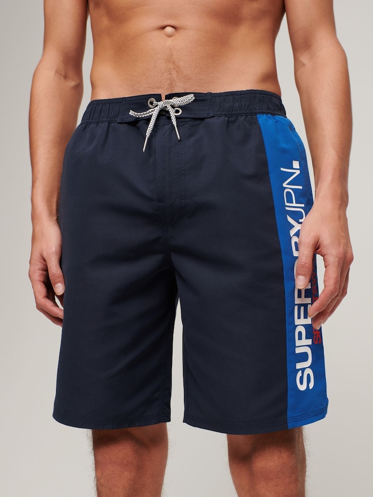 Superdry Blue Sportswear Logo 19'' Board Shorts - Image 1 of 3