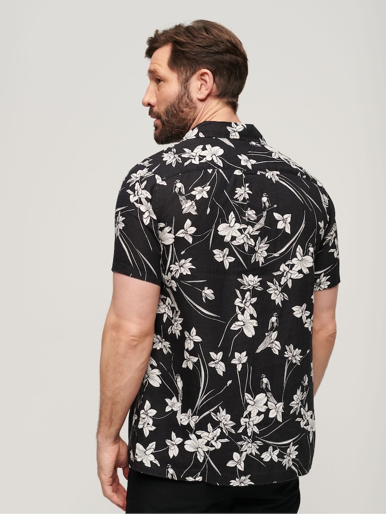 Superdry Black Open Collar Print Shirt - Image 2 of 6